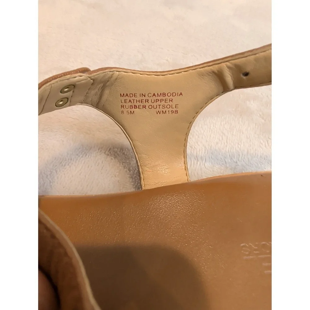 Michael Kors Leather‎ T-Strap Thong Sandals | 7M Cognac Brown Gold